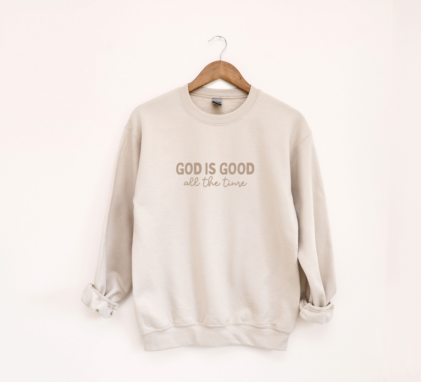 GOD IS GOOD, all the time - Gildan Crewneck Sweatshirt