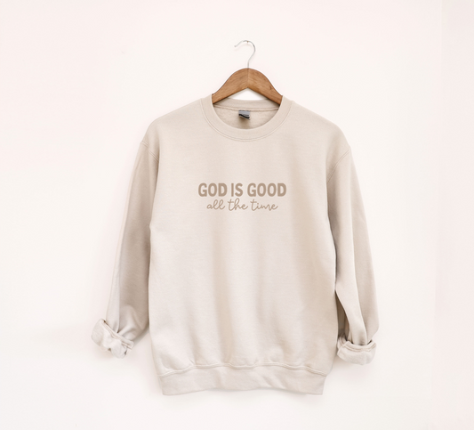 GOD IS GOOD, all the time - Gildan Crewneck Sweatshirt